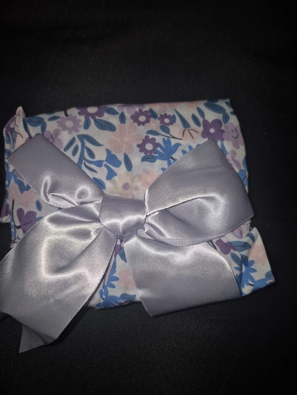 Floral Satin Bow Hair Wrap - Lavender Floral